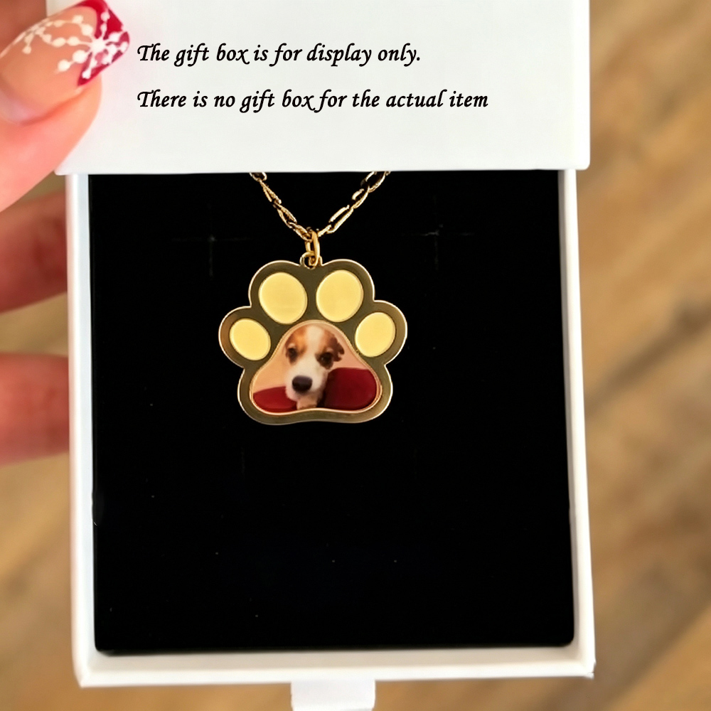 Name Necklace Custom - Gepersonaliseerde huisdierpootkleuren print foto ketting roestvrij
