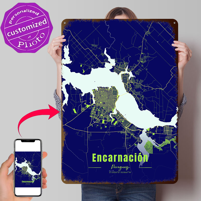 Custom Map Poster - Encarnación Decoratie Woondecoratie Artikelen Paraguay Stadskaart