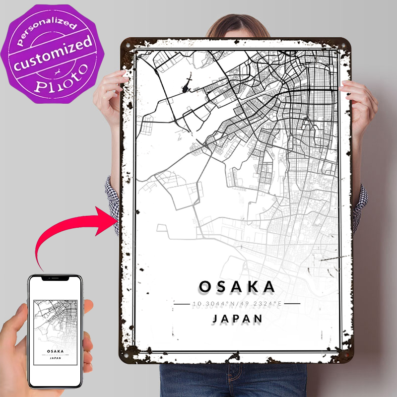 Custom Map Poster - Osaka kaart 3D textuur gedrukte poster