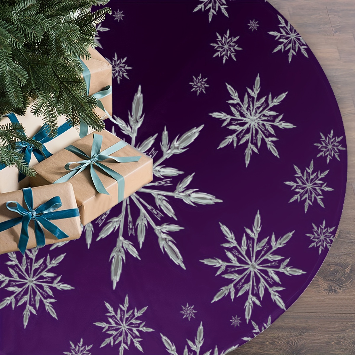 Family Tree Print - VIKAMA diep paarse sneeuwvlok print kerstboom