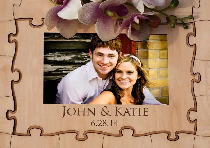 Custom Photo Book - Aangepaste houten fotopuzzel gastenboek, elegante drop