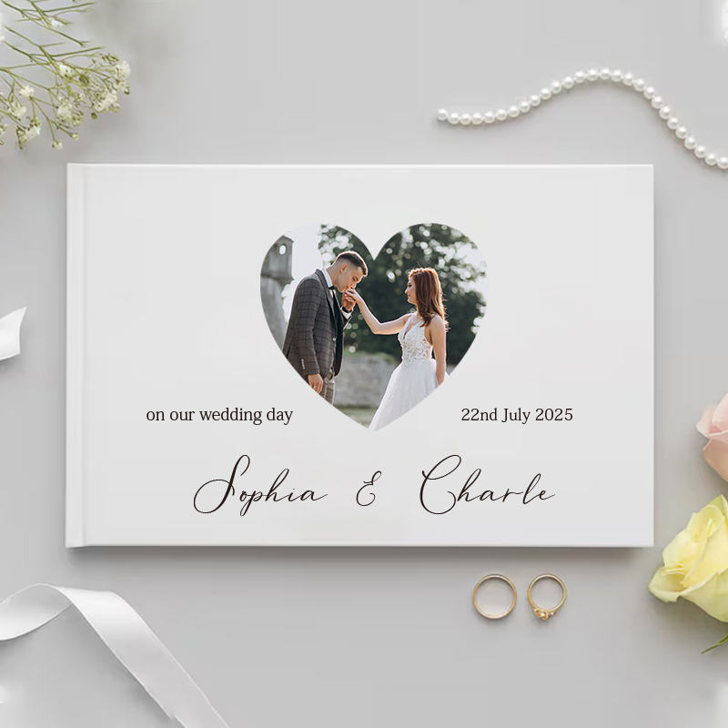 Custom Photo Book - Gepersonaliseerd gastenboek voor huwelijkscadeau Wit nobel