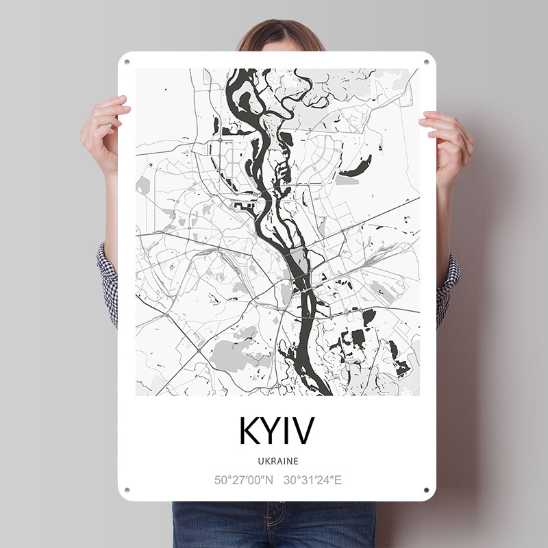 Custom Map Poster - Kiev stadskaart geprinte poster gepersonaliseerde retro