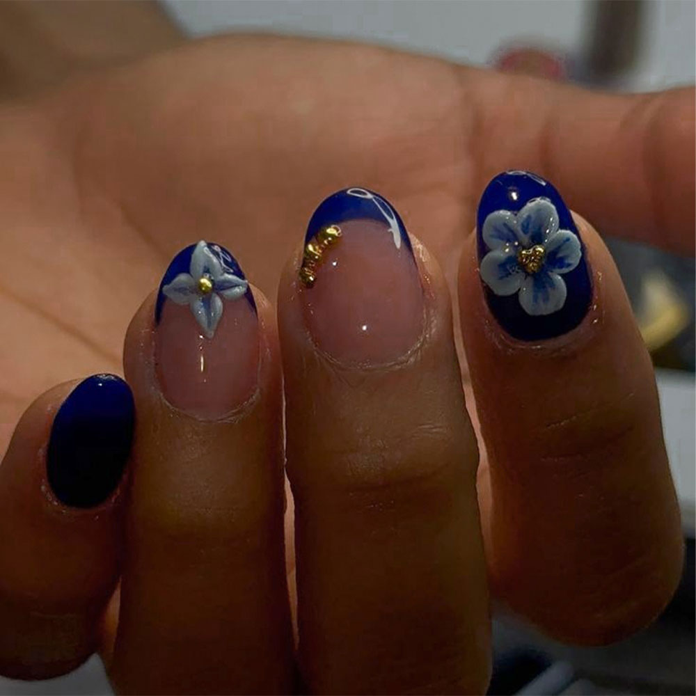 Pressed Flower Art - 24 stuks korte ovale 3D gel