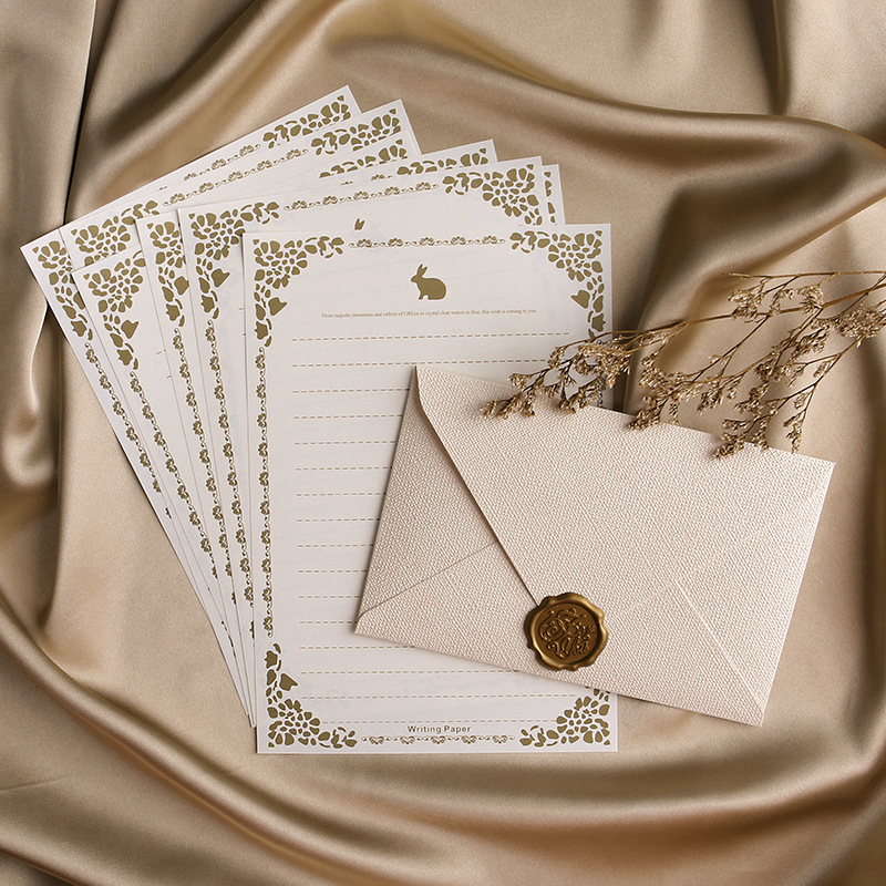 Wax Seal Letter Kit - 10-delige linnen bruine papieren enveloppapier set