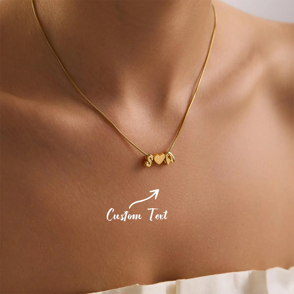 Name Necklace Custom - Aangepaste twee initiële naam 3d Bubble
