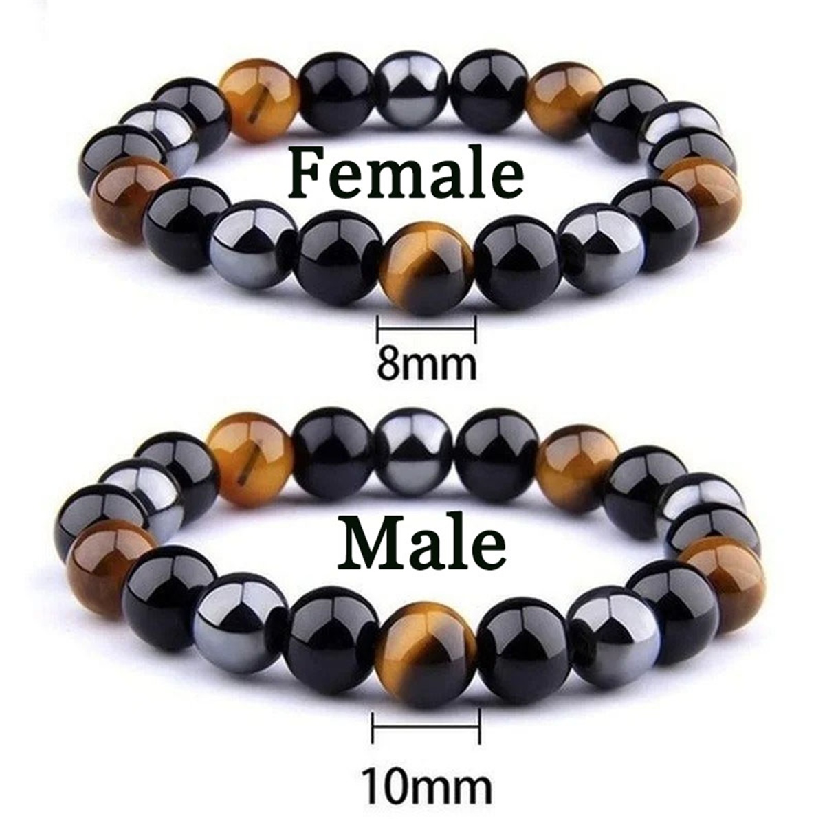 Coordinates Bracelet - Man Armbanden Magnetische Hematiet Tijgeroog Zwart
