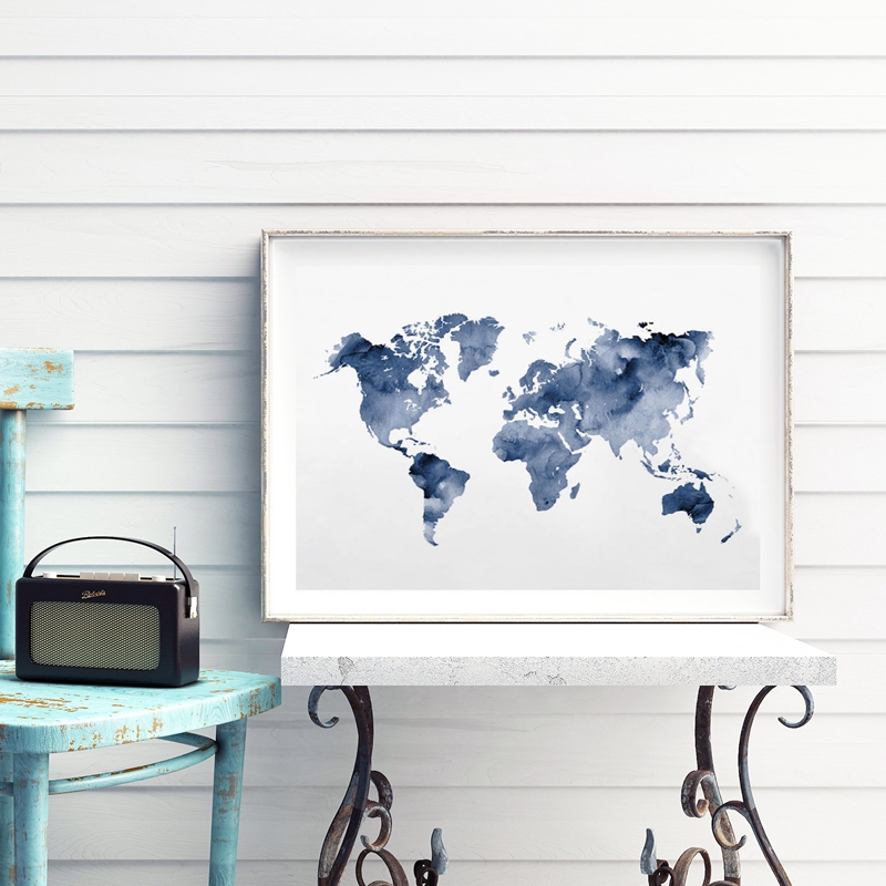 Blue World Map Print Navy Kaar - Custom Star Map recensie en prijs