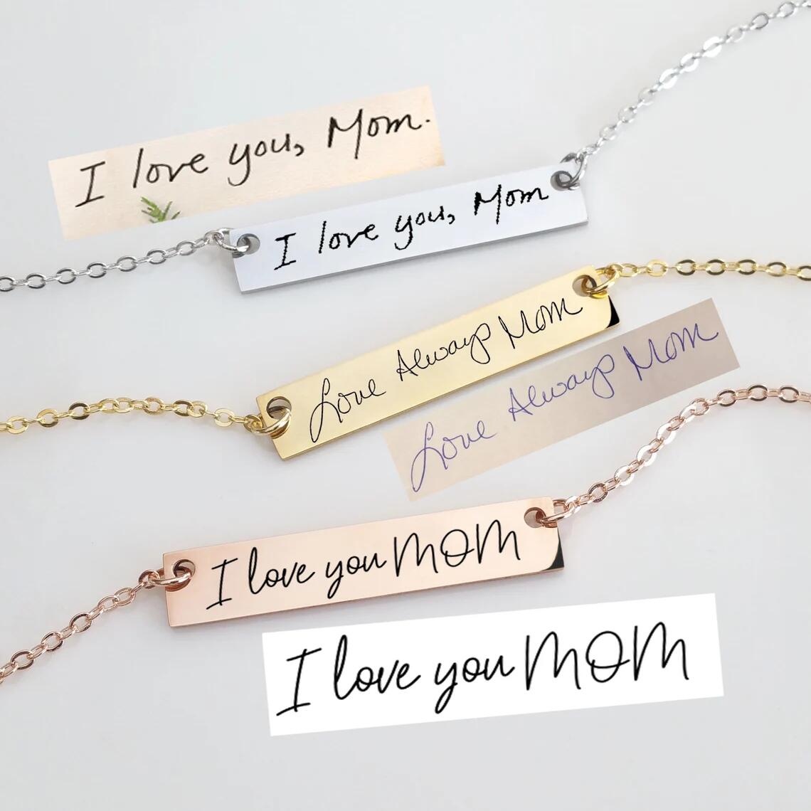 Actual Handwriting Bar Necklac - Handwriting Necklace Bar recensie en prijs